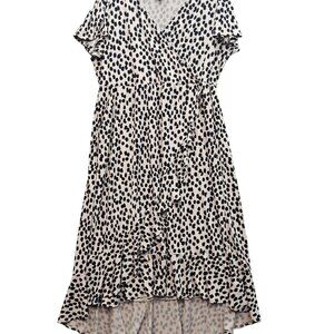 Torrid Cheetah print faux Wrap Midi Dress Size 1 Short Sleeve Lightweight Flowy